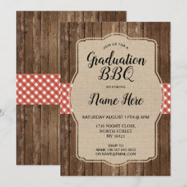 Graduierungspartei lädt Red Gingham GRILLEN Burlap Einladung