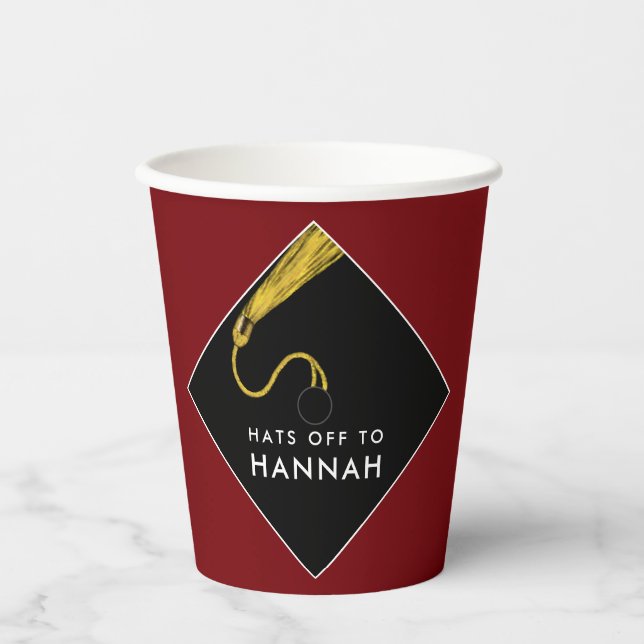 Graduierungspartei Maroon Paper Cups Pappbecher (Vorderseite)