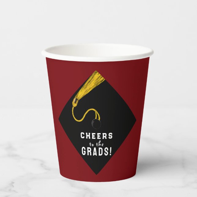 Graduierungspartei Maroon Paper Cups Pappbecher (Vorderseite)