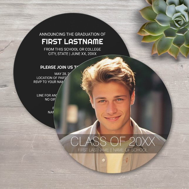 Graduierungspartei mit Foto kann die Hintergrundfa Einladung (Circle Graduation Invitation)
