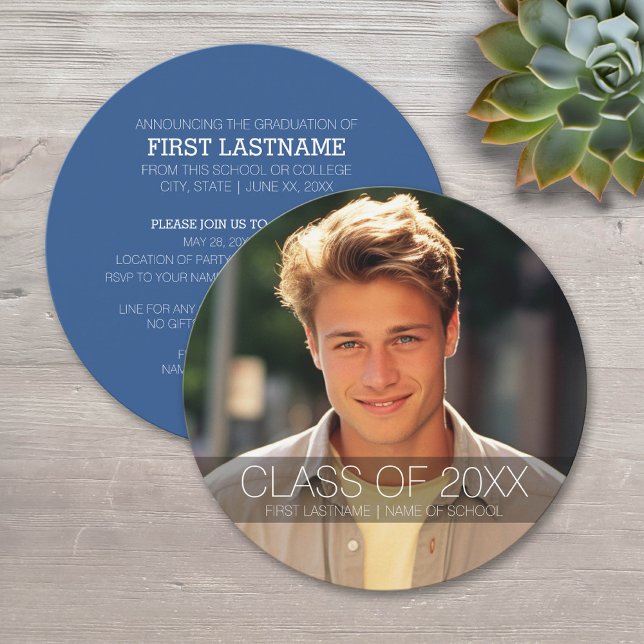 Graduierungspartei mit Foto kann die Hintergrundfa Einladung (Circle Graduation Invitation)