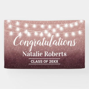 Graduierungspartei Modernes Burgund & Rose Gold Om Banner