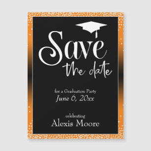 Graduierungspartei Orange Black Ombre Magnetkarte