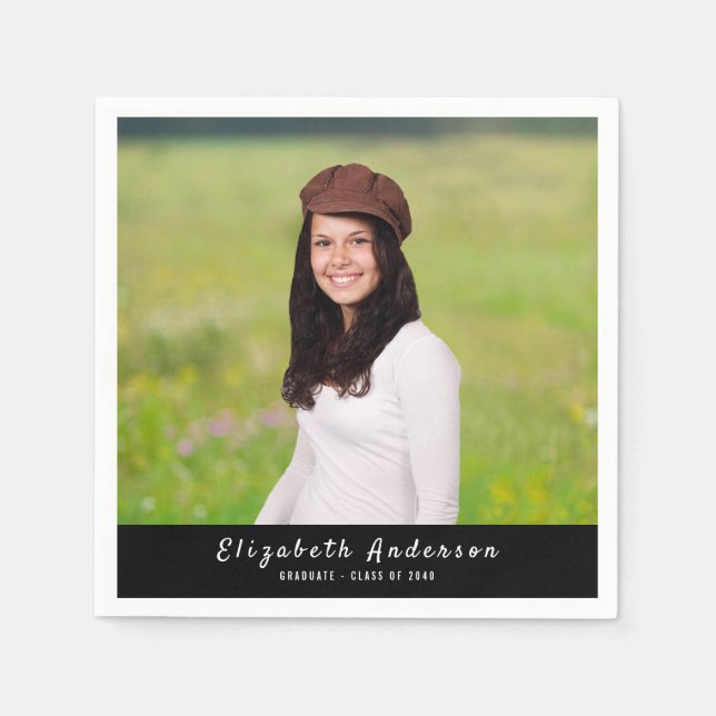 Graduierungspartei Personalisiertes Foto Papier Na Serviette (Vorderseite)