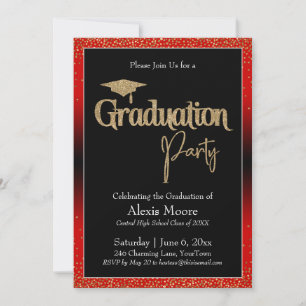 Graduierungspartei Red Ombre Confetti Einladung