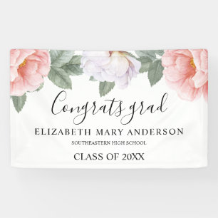 Graduierungspartei Rosa Aquarellblume Banner