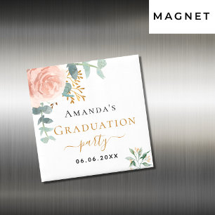 Graduierungspartei Rose Gold florale Save the Date Magnet