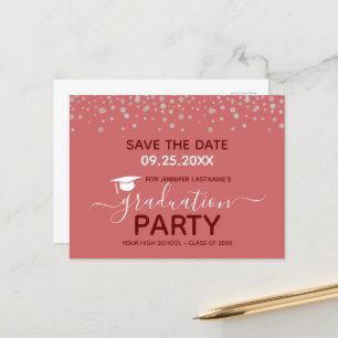 Graduierungspartei Save the Date Einladung Postkar Postkarte