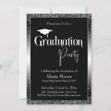 Graduierungspartei Schwarz-Weiß Ombre Confetti