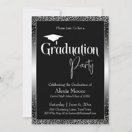Graduierungspartei Schwarz-Weiß Ombre Confetti Einladung