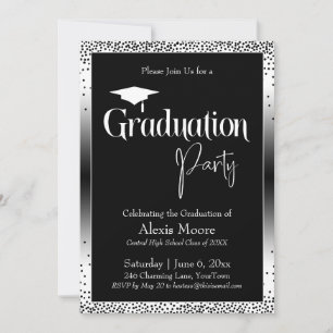 Graduierungspartei Schwarz-Weiß Ombre Confetti Einladung