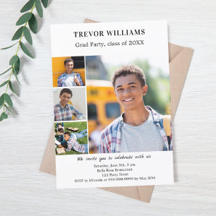 Graduierungspartei Schwarzes Foto Collage Einladung