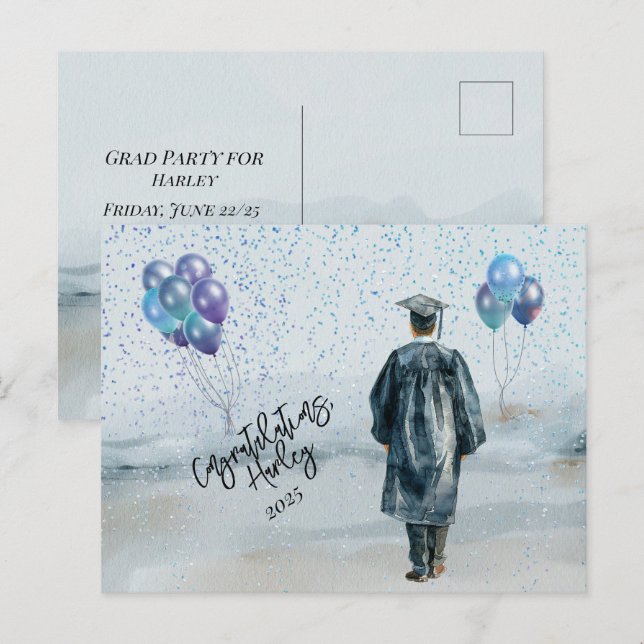 Graduierungspartei Son Glückwunsch Postkarte (Vorne/Hinten)