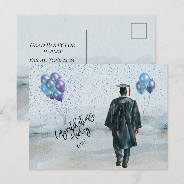 Graduierungspartei Son Glückwunsch Postkarte (Vorne/Hinten)