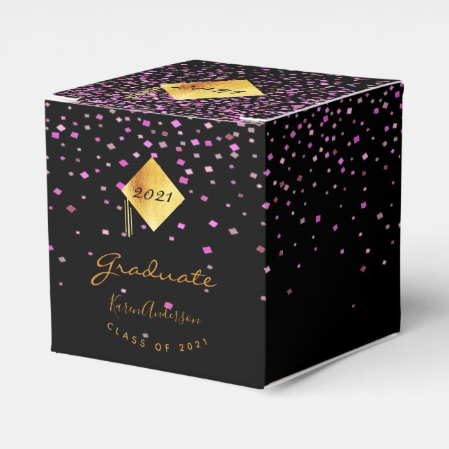 Graduierungsparty 2021 Absolvent schwarz lila Geschenkschachtel (Vorderseite)