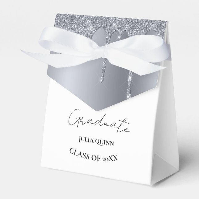 Graduierungsparty 2024 Absolvent schwarz Silber Geschenkschachtel (Vorderseite)