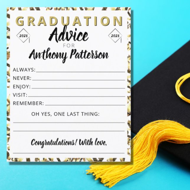 Graduierungsparty Advice Card Confetti Black Gold (Von Creator hochgeladen)