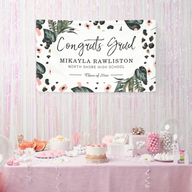 Graduierungsparty-Banner | Tropischer Dschungel Banner (Party)