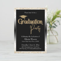 Graduierungsparty Black & White Ombre Gold Confett