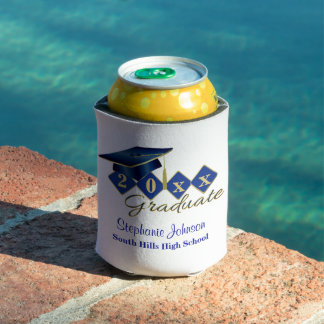 Graduierungsparty Blue Gold Confetti Personalisier Dosenkühler