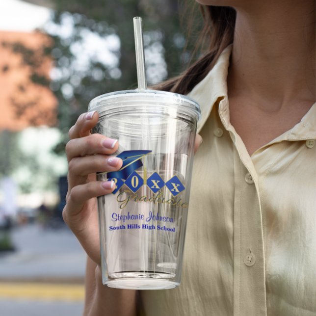 Graduierungsparty Blue Gold Personalisiert Acryltrinkbecher (Graduation Party Blue Gold Personalized Acrylic Tumbler
)