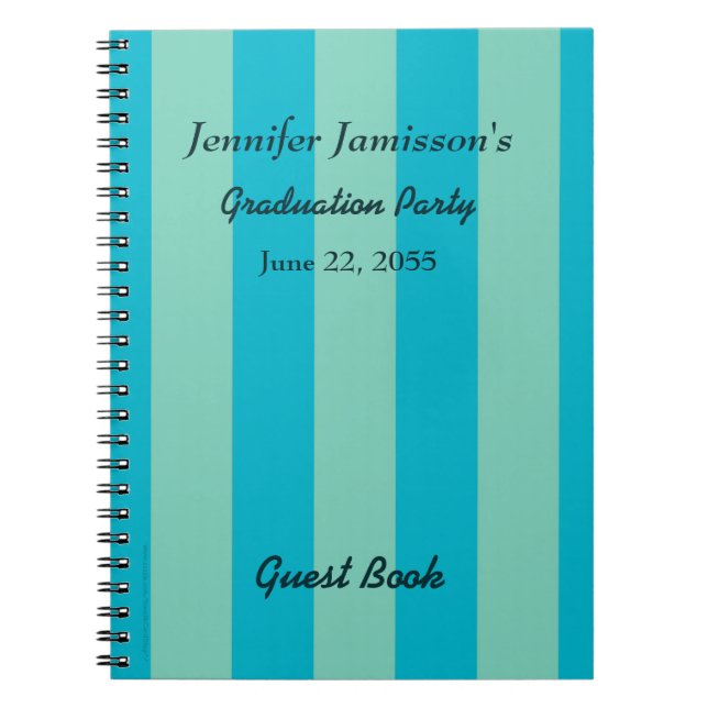Graduierungsparty Blue/Green Minimalistisch Guest  Notizblock (Vorderseite)