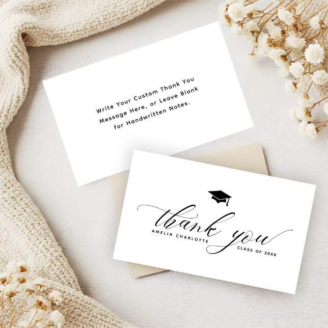 Graduierungsparty Budget Minimalistisch Danke Kart Begleitkarte (Von Creator hochgeladen)