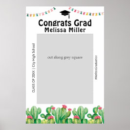 Graduierungsparty Cactus Fiesta Stand Frame Poster