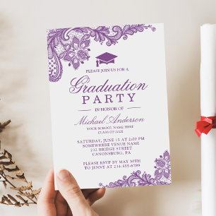 Graduierungsparty Elegant Leasinglavender Lila Einladung