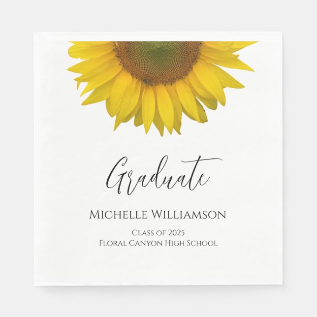 Graduierungsparty Elegante Sonnenblume Serviette (Vorderseite)