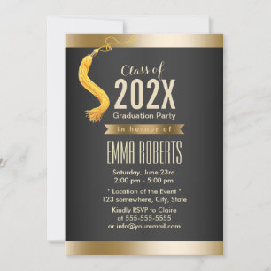 Graduierungsparty formales Schwarz & Gold Einladung