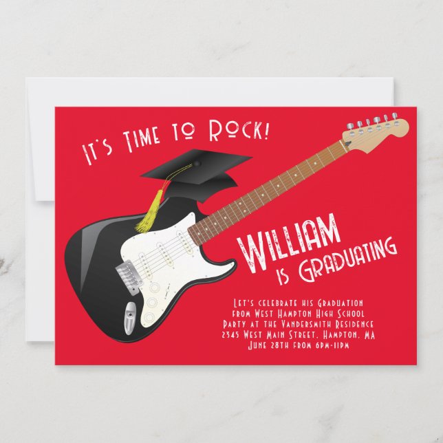 Graduierungsparty für Electric Gitarre Rock Einladung (Vorderseite)