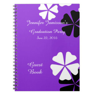 Graduierungsparty Gästebuch Lila & Weiß Notizblock