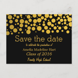 Graduierungsparty Gold Foil Confetti Save the Date Ankündigungspostkarte