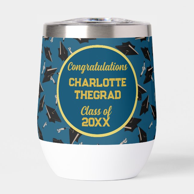 Graduierungsparty Gratulation Blue und Gold (Vorderseite)