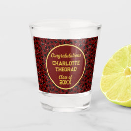Graduierungsparty Gratulation Maroon und Gold Schnapsglas