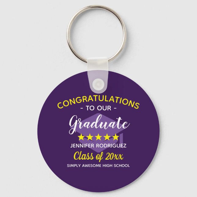 Graduierungsparty gratuliert unserem Absolventen Schlüsselanhänger (Vorderseite)