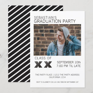Graduierungsparty in Schwarz und Weiß Einladung