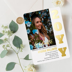 Graduierungsparty lädt zu elegantem Gold Custom Fo Folieneinladung