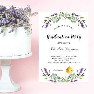 Graduierungsparty Lavendel eucalyptus floral Luxus Einladung