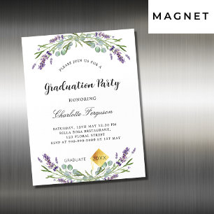 Graduierungsparty Lavendel eucalyptus floral Luxus Magneteinladung