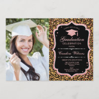 Graduierungsparty mit Foto - Rose Gold Leopard