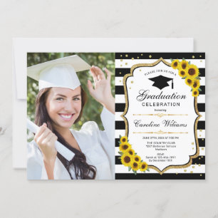 Graduierungsparty mit Foto - Sonnenblumen Einladung