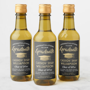 Graduierungsparty mit schwarzem Gold und weißem Mi Weinetikett