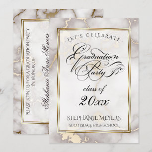 Graduierungsparty Mushroom & Gold-Marmor Einladung