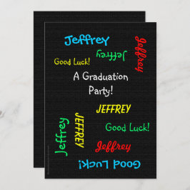 Graduierungsparty, Name, Imitate Black Burlap Einladung