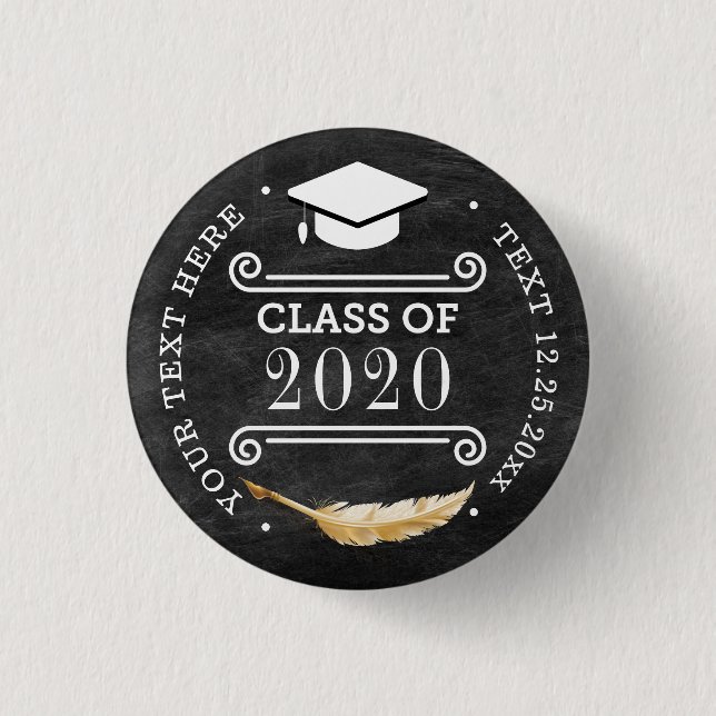 Graduierungsparty Retro-Chalkboard Button (Vorderseite)