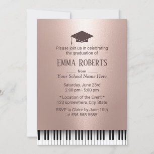 Graduierungsparty Rose Gold Piano Tonträger Einladung