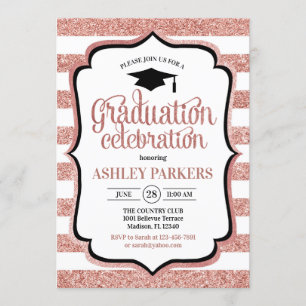 Graduierungsparty - Rose Gold White Einladung