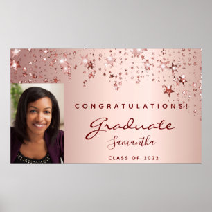 Graduierungsparty Rose Goldene Sterne Foto 2025 Poster